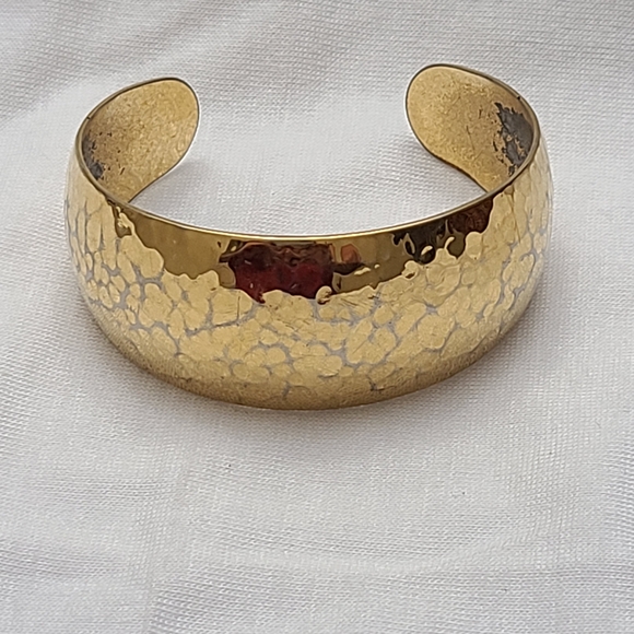 Monet Hammered Gold Toned Cuff Bracelet - Picture 1 of 5